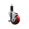 Service Caster 3.5'' Red Poly Swivel 1-1/4'' Expanding Stem Caster with Brake SCC-EX20S3514-PPUB-RED-TLB-114 - alternate 1